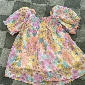 Zara Multicolor Floral Smocked Dress